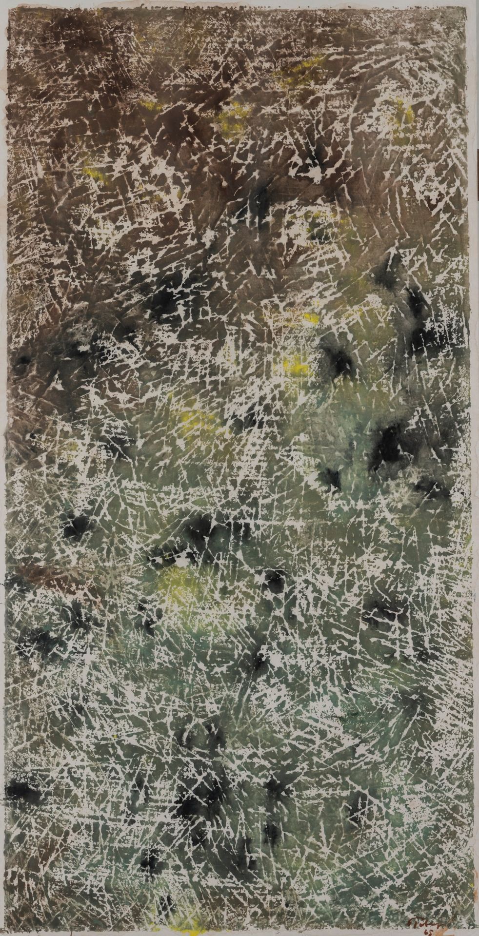 Null 马克-托比（1890年Centerville-1976年Basel），《无题》（抽象构图），1965年，纸上钢化颜料和单版画，纸板上。99.5 x 5&hellip;
