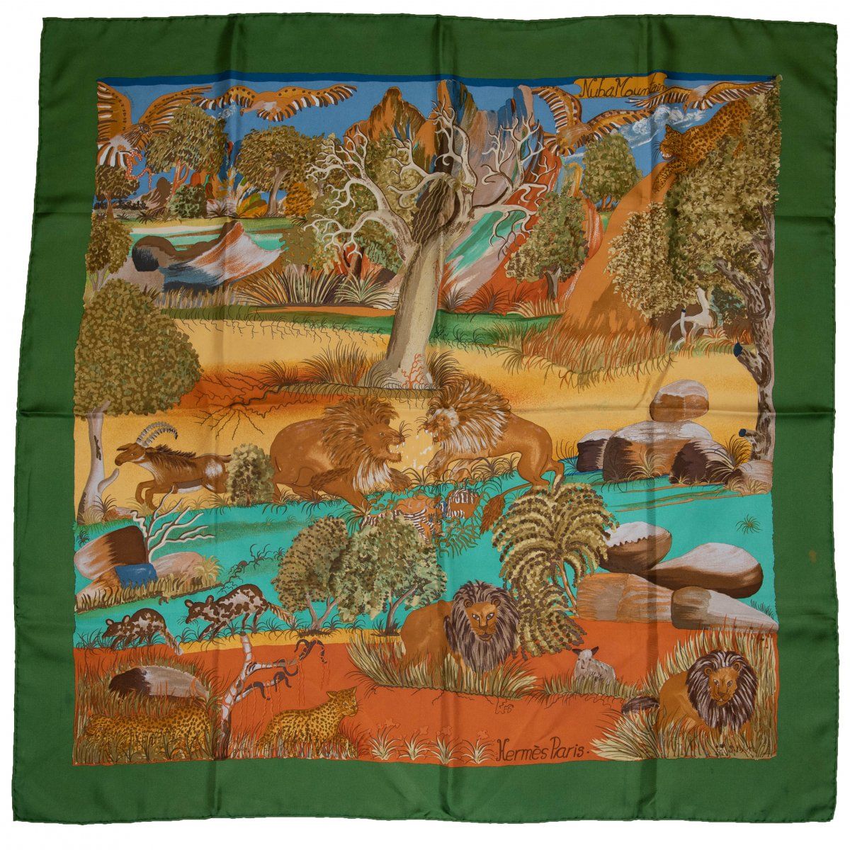 Null 爱马仕，巴黎，"努巴山 "围巾，1997年，丝绸，多色印刷。约90 x 90厘米。设计。Sefedin Ibrahim Alamin。

签名：© H&hellip;