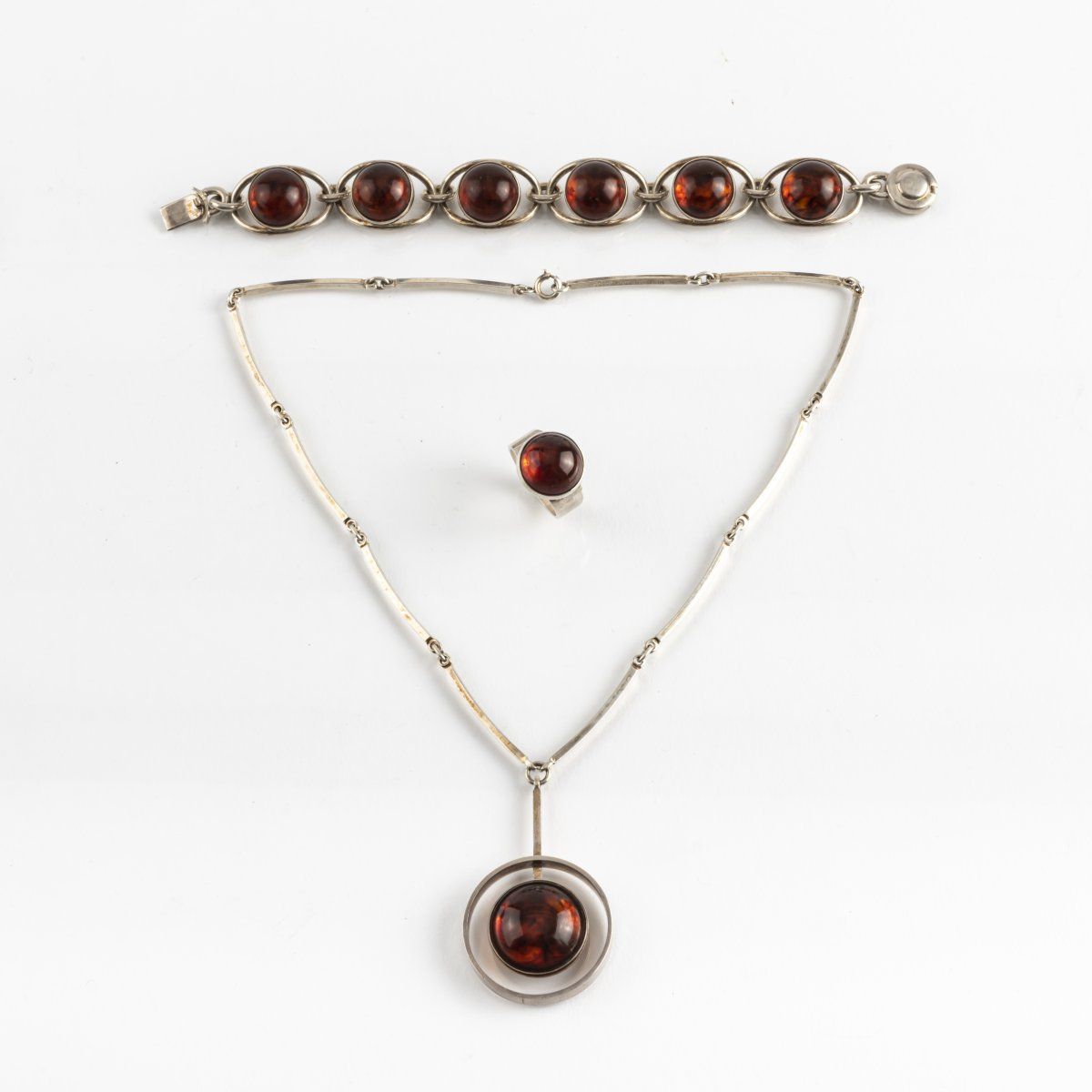 Null Niels Erik From, Denmark, Jewelry set, c. 1970, Chain, bracelet, ring. Ster&hellip;