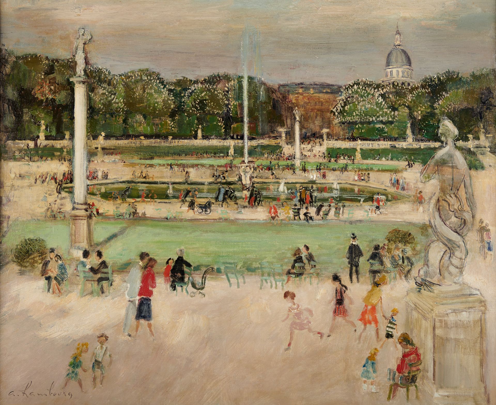 Null André HAMBOURG，1909-1999年

春天的卢森博格

布面油画，左下角有签名，画框上有题款。

60 x 73