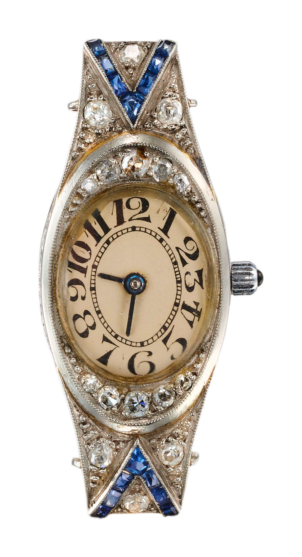 Cadran de montre de dame d'époque Art Déco en platine serti de diamants taille a&hellip;