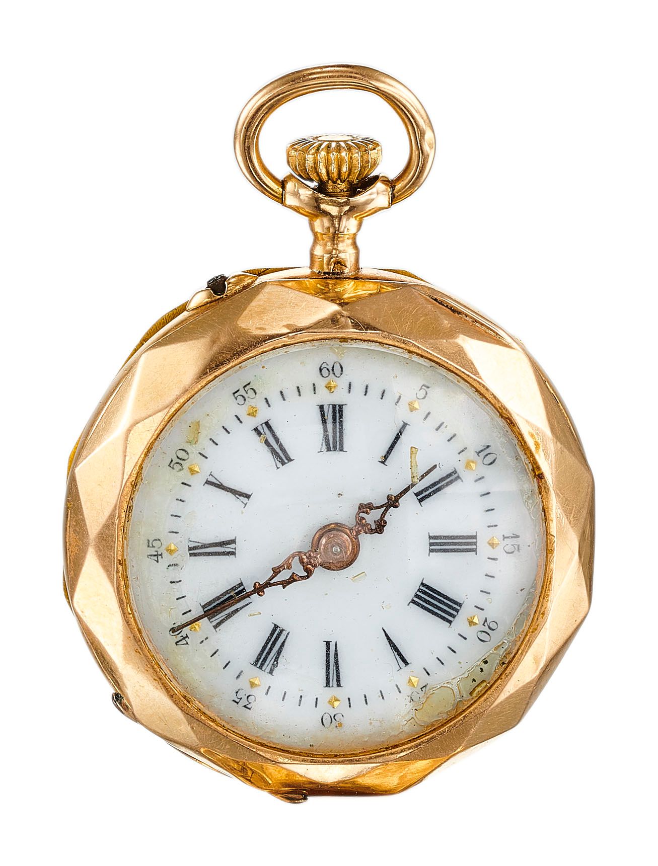 Petite montre à gousset cadran émail, chiffres romains, mouvement mécanique (fon&hellip;