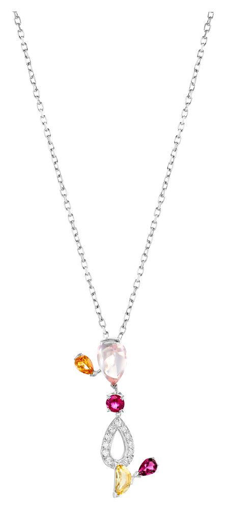 CARTIER White gold necklace holding a pendant set with tourmaline, citrine, ruby&hellip;