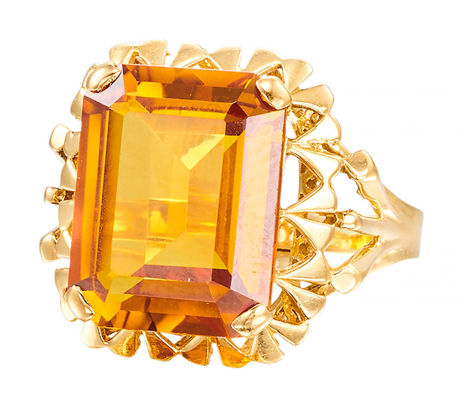 Bague Yellow gold ring mounted with a brown rectangular stone