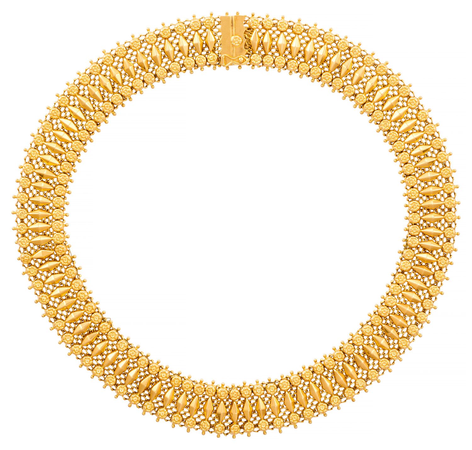 COLLIER SOUPLE in oro giallo, con una serie di elementi allungati a rilievo luci&hellip;