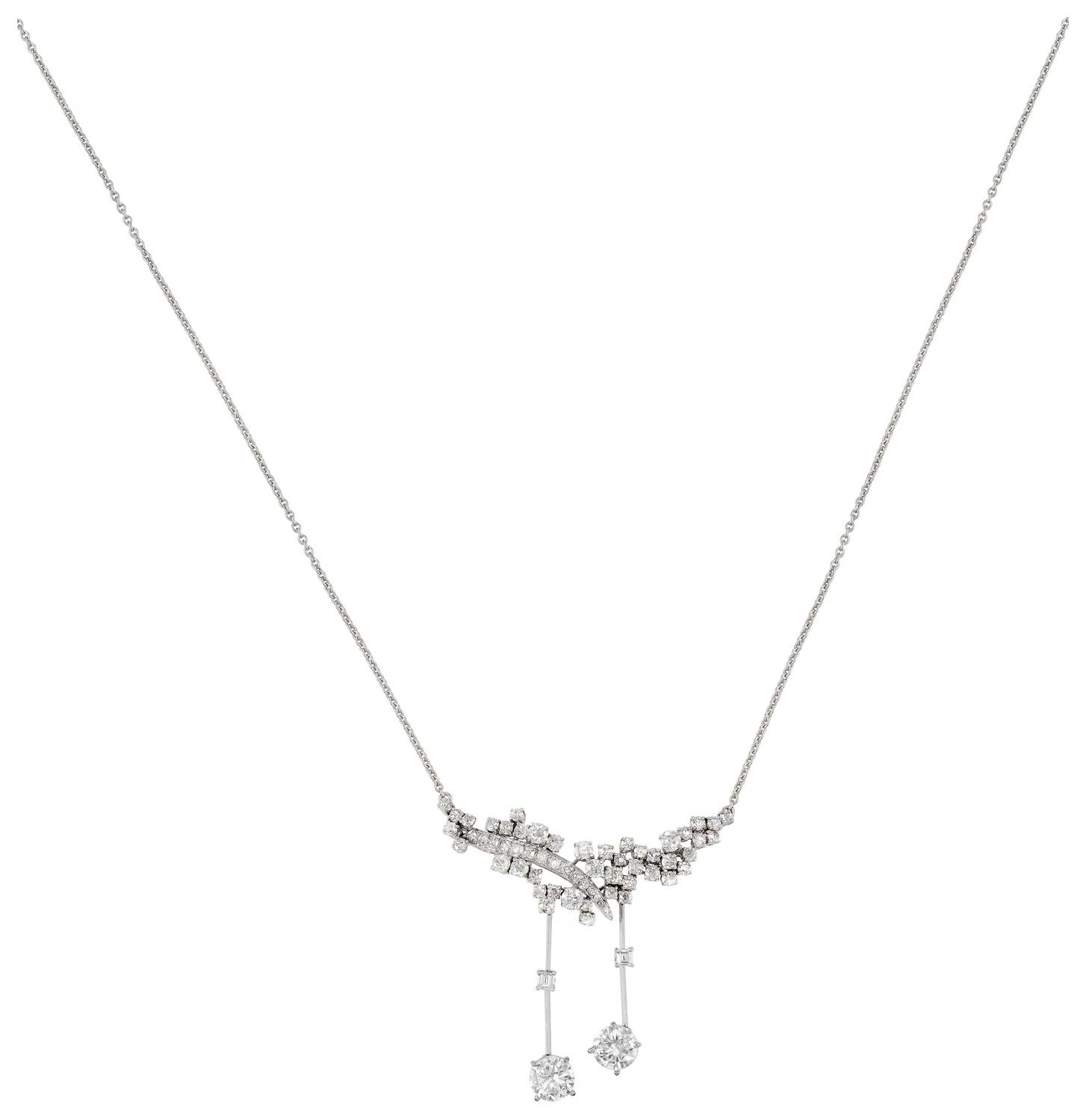 COLLIER NÉGLIGÉ White gold necklace set with european and princess cut diamonds &hellip;