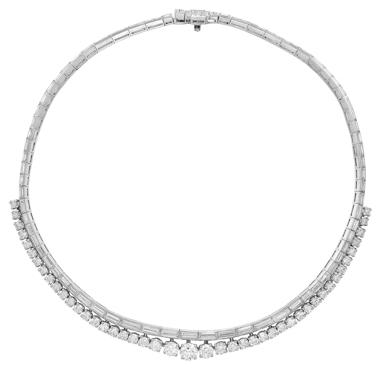 Important Collier du Soir Important evening necklace in platinum and gold, the a&hellip;