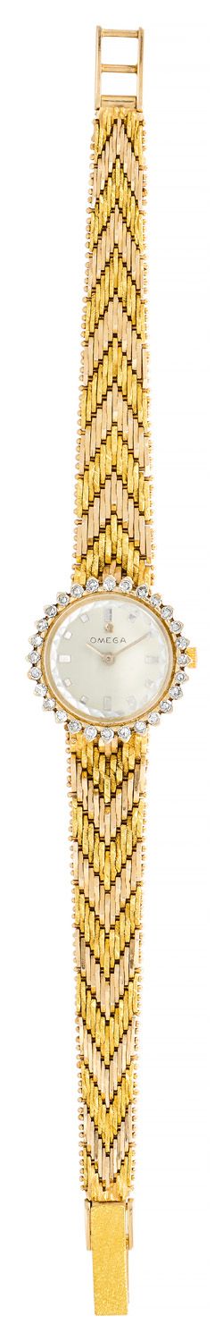 OMEGA Lady's watch in two-tone gold, dial set with 8/8 diamonds, cream backgroun&hellip;