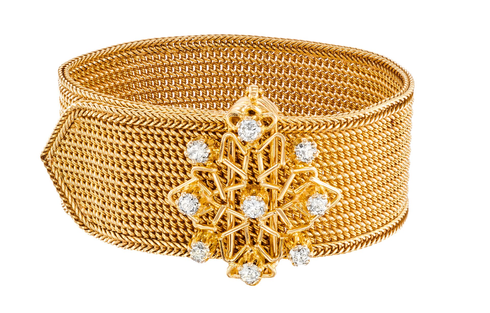 Bracelet ceinture de oro amarillo (1C), cierre giratorio engastado con 9 diamant&hellip;