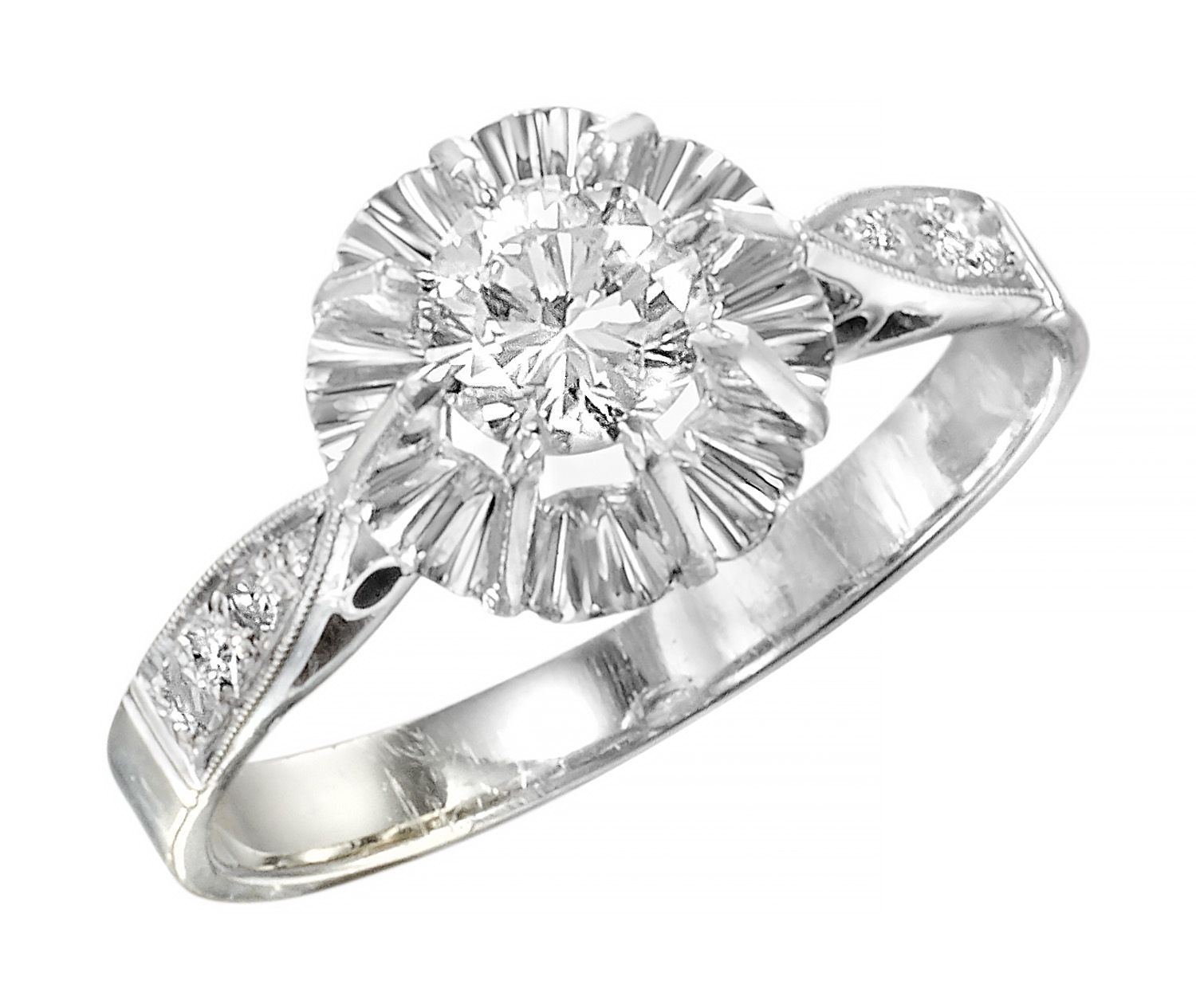 SOLITAIRE en platine et or retenant un diamant taille brillant pesant env. 0,35 &hellip;