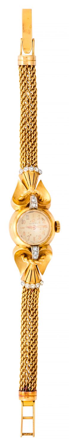 OMEGA Reloj de señora de época retro en platino y oro, esfera crema (piqué), núm&hellip;