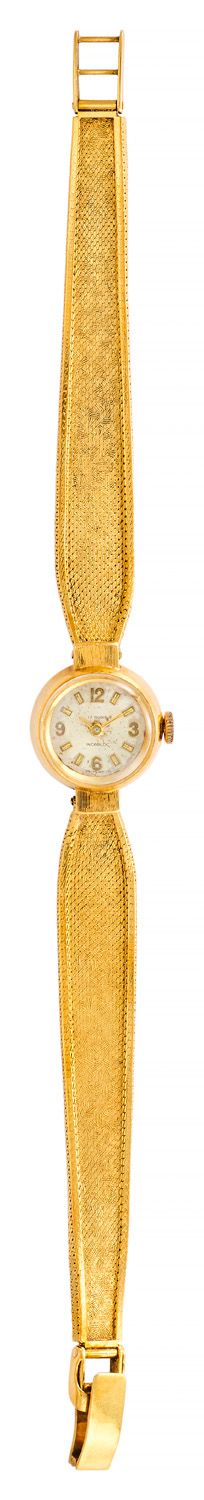 MONTRE DE DAME Lady's watch in yellow gold, spotted dial, mechanical movement (w&hellip;