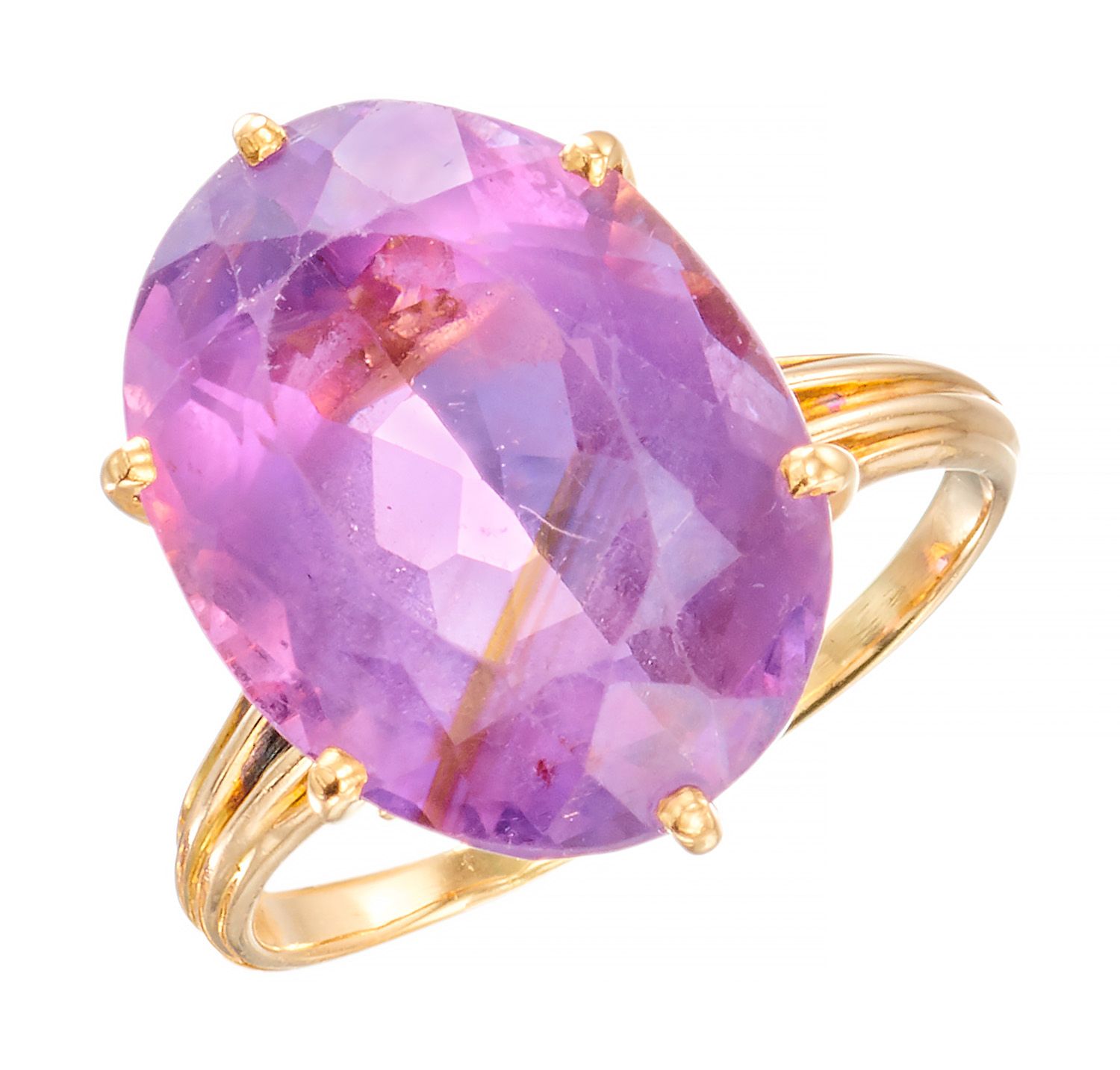 Bague Yellow gold ring retaining an oval amethyst weighing approx. 10 carats