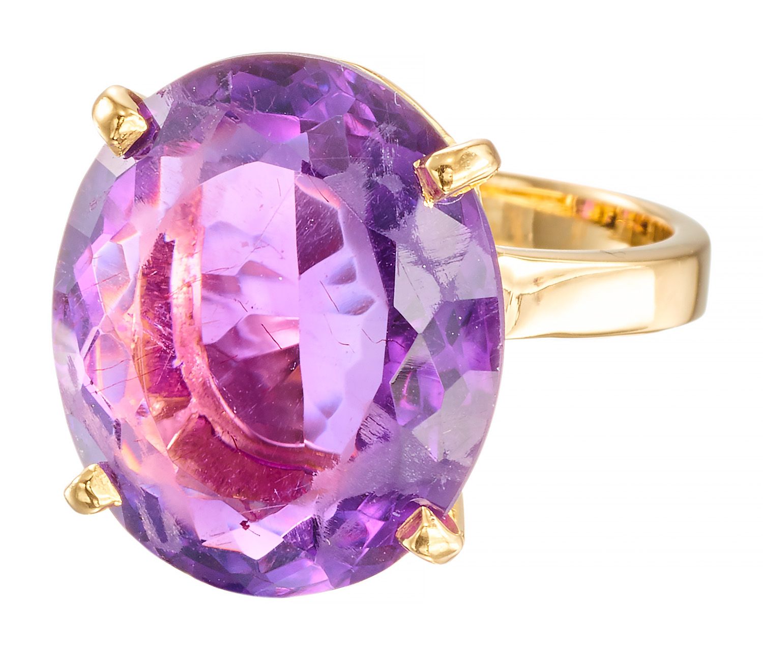 Bague Yellow gold ring set with an oval amethyst weighing approx. 11 carats