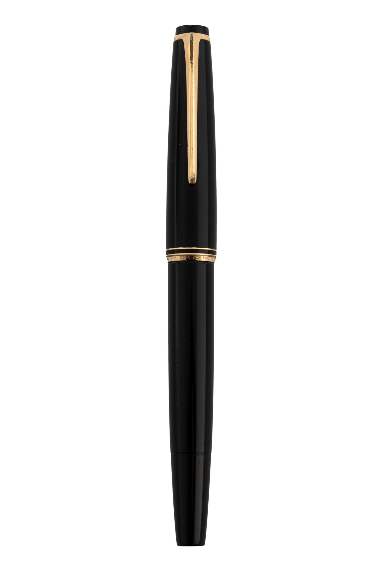 MONTBLANC COLLECTION 树脂钢笔，活塞式笔芯，金色笔尖，镀金笔身。