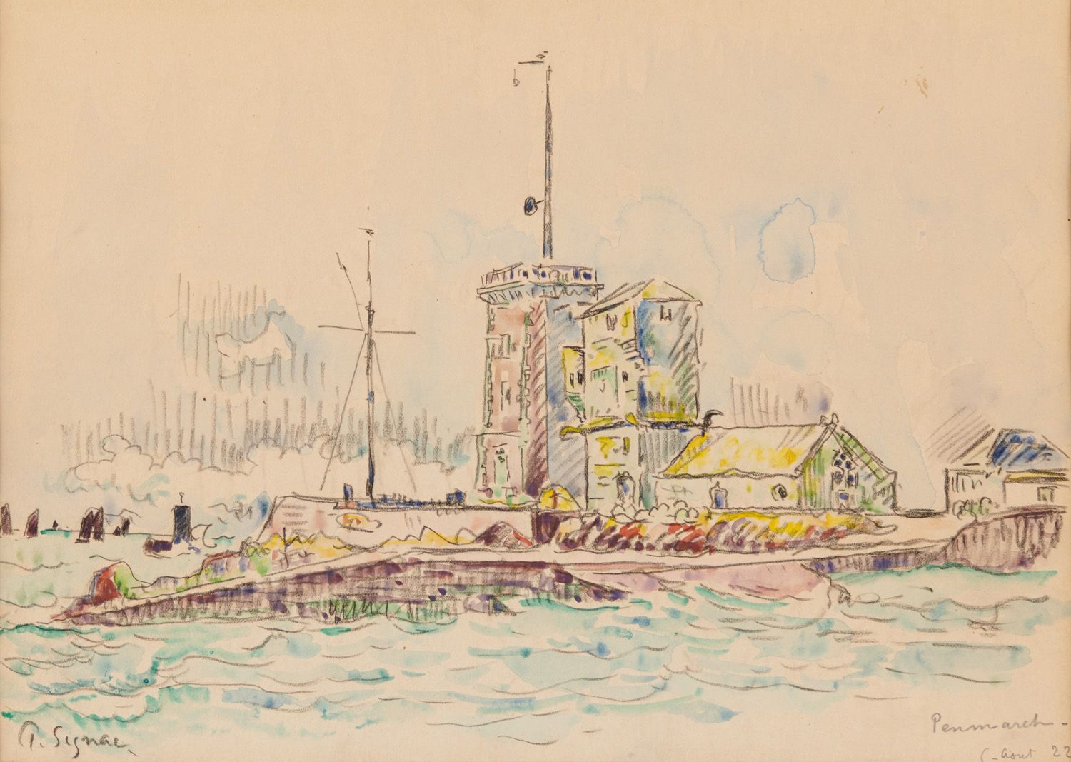 Null Paul SIGNAC 1863-1935

笔架山，1922年

左下角有签名的水彩画，右下角有位置和日期

27,7 x 35,5 



买方将&hellip;