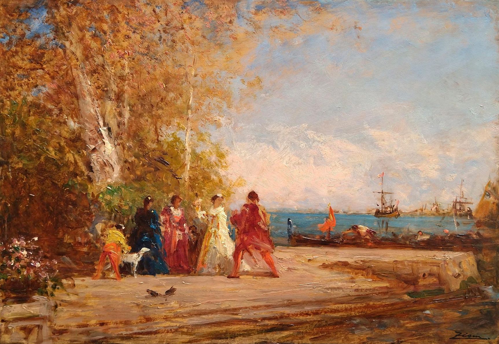 Null Félix ZIEM 1821-1911

威尼斯，法国花园附近的居民，约1870年

板面油画，右下角有签名，背面有编号2579。

35 x 49&hellip;