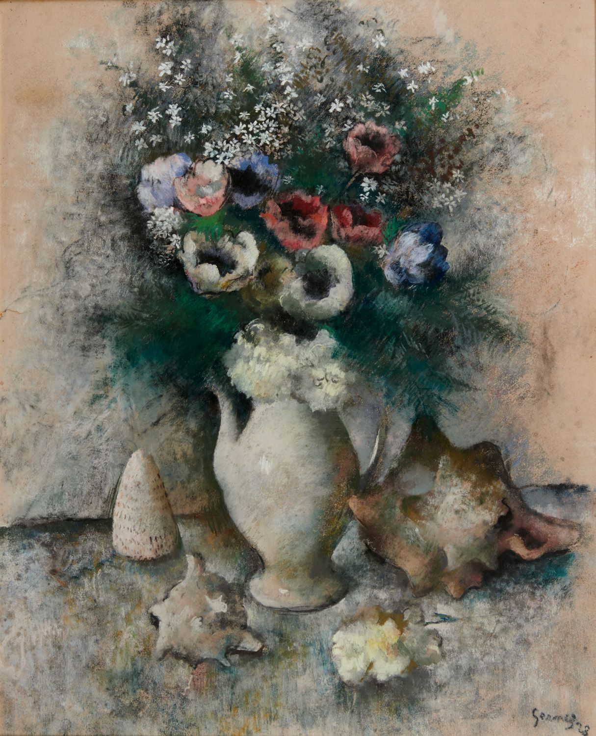 Null Paul Elie GERNEZ 1888-1948

花瓶和贝壳，1928年

右下角有签名和日期的粉彩画

A观点：67 x 54