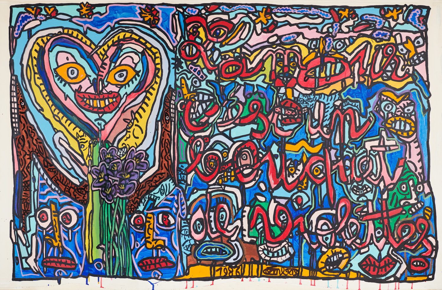 Null 
Robert COMBAS，生于1957年




爱是一束紫罗兰，86




丙烯画在画布上的装裱，中下部有签名和日期 




98 x 15&hellip;