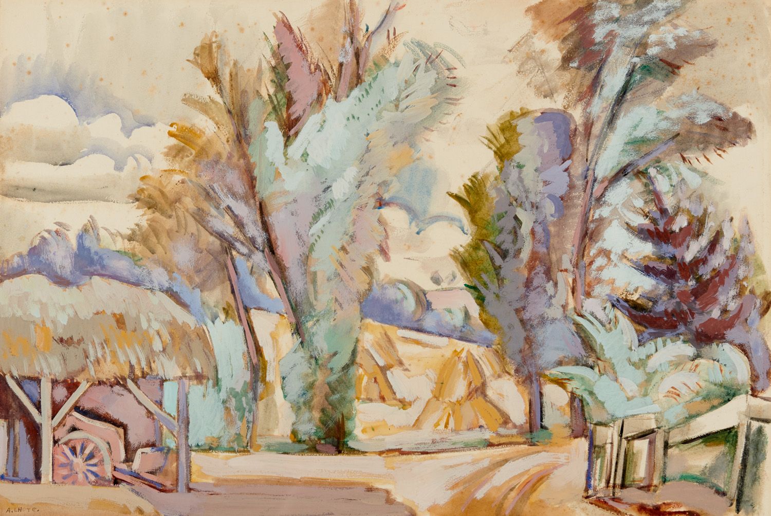 Null 
André LHOTE 1885-1962




农场庭院和田野景观，约1930-1940年




左下角有签名的水粉画 




36 x 5&hellip;