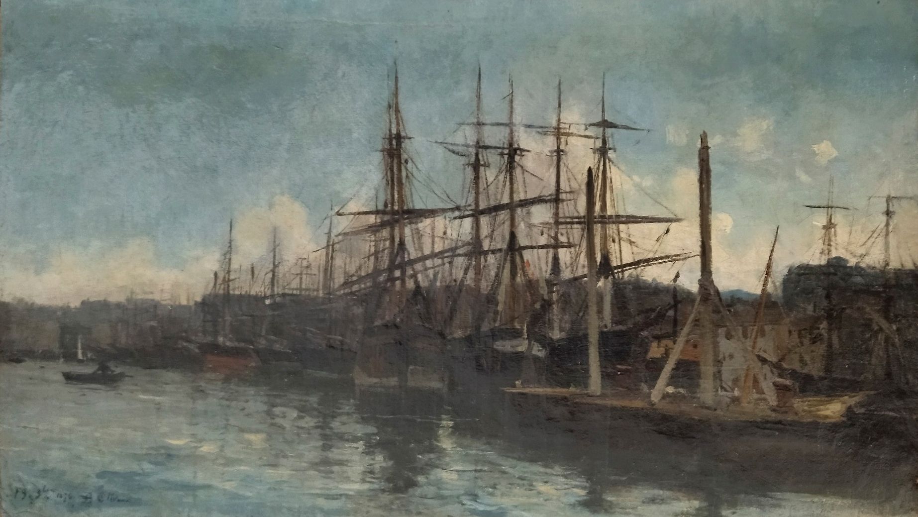 Null Jean-Baptiste OLIVE 1848-1936

新河上的船只，马赛，1876年

布面油画，左下方有1876年12月19日的签名和日期
&hellip;