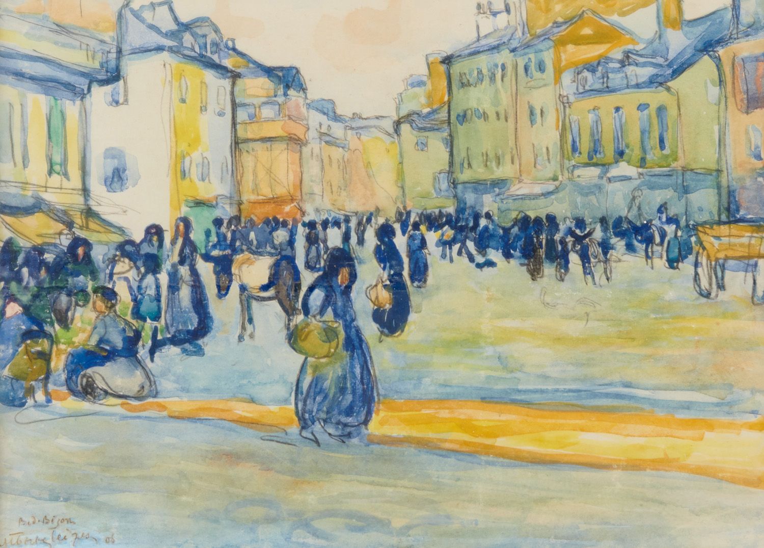 Null 
阿尔伯特-格莱兹1881-1953




市场场景，1908年




水彩画，左下角有签名和日期，位于Bagnères-de-Bigorre，背&hellip;