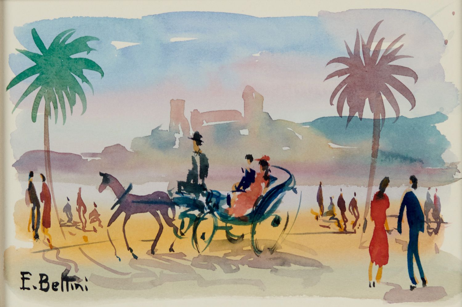 Null Emmanuel BELLINI 1904-1989

CANNES, COPPIA IN CARROZZA AL SUQUET

Acquerell&hellip;