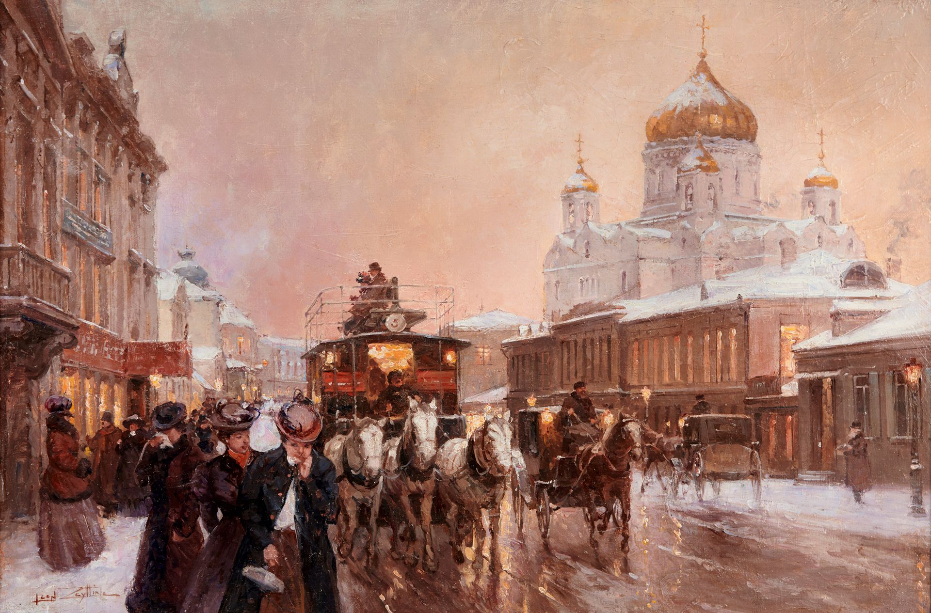 Null Leon ZEYTLINE 1885-1962

莫斯科，雪中的基督救世主大教堂

布面油画，左下角有签名

60 x 90