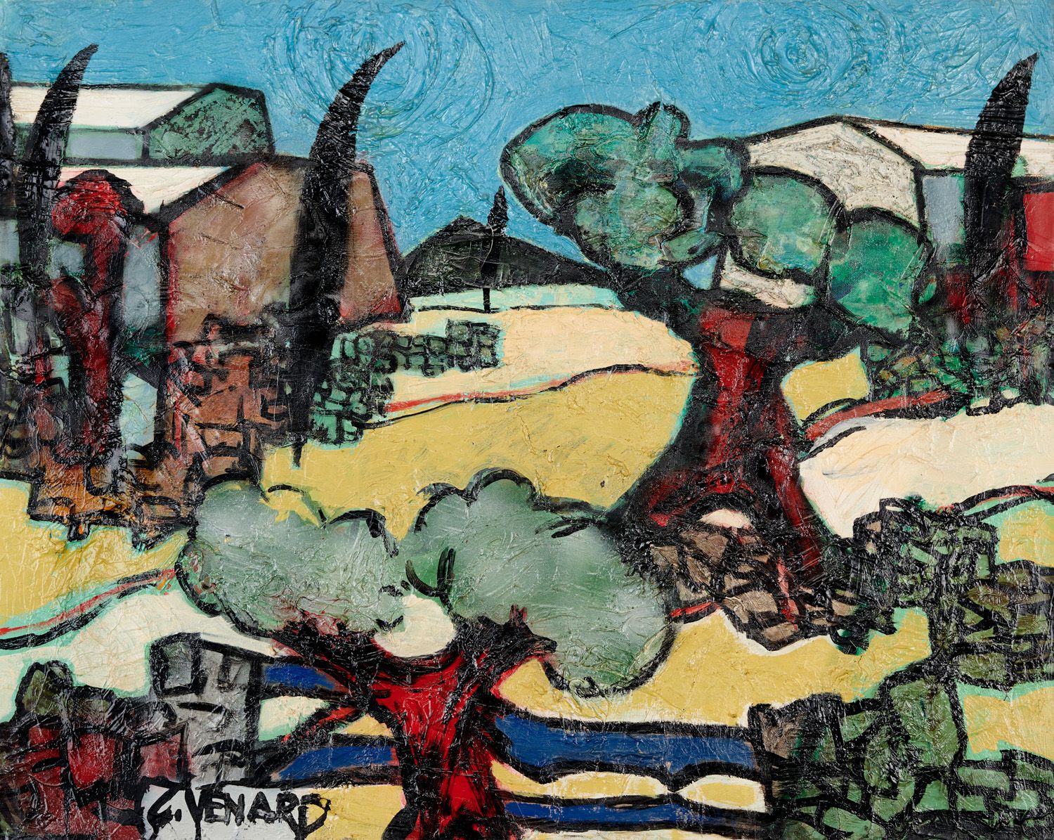 Null Claude VENARD 1913-1999

普罗旺斯村，1962年

画布油画，左下方有签名，背面有日期

73 x 92

(恢复)