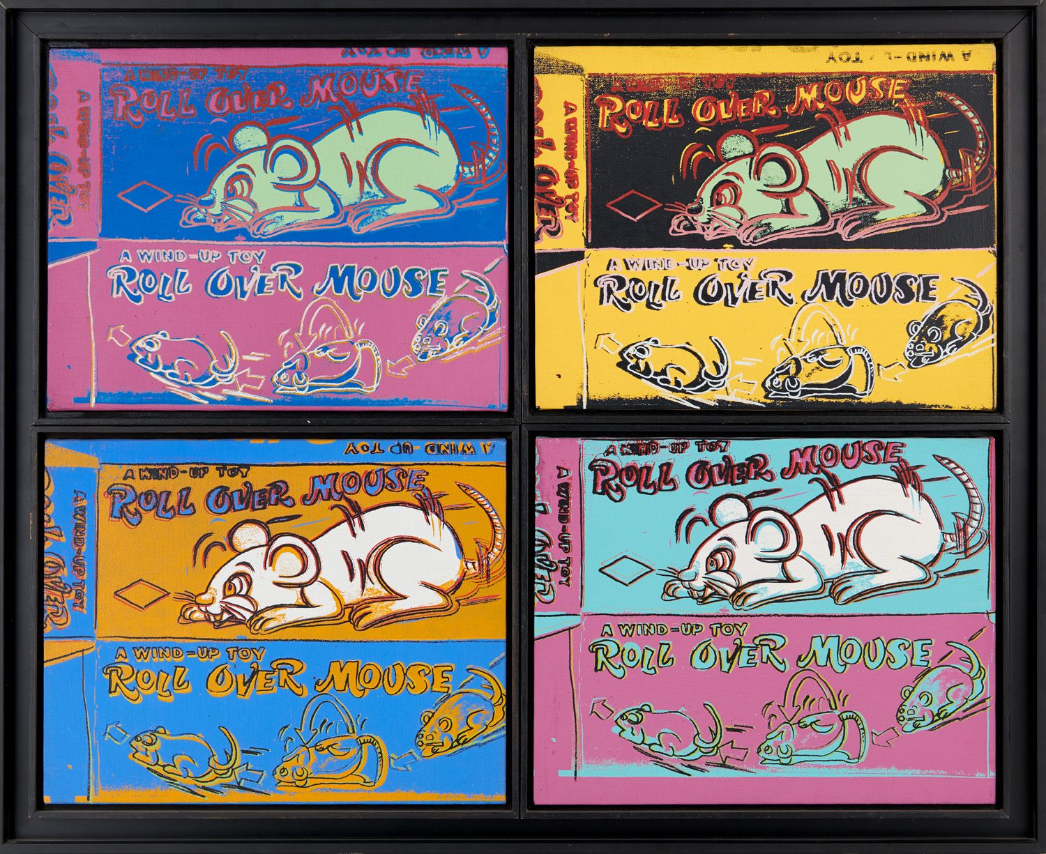 Null 安迪-沃霍尔 1928-1987

翻身鼠

由四幅丙烯酸和丝网印刷组成的画布套件，签名并注明 "安迪-沃霍尔83"（在画布的背面，返回）。

每个2&hellip;