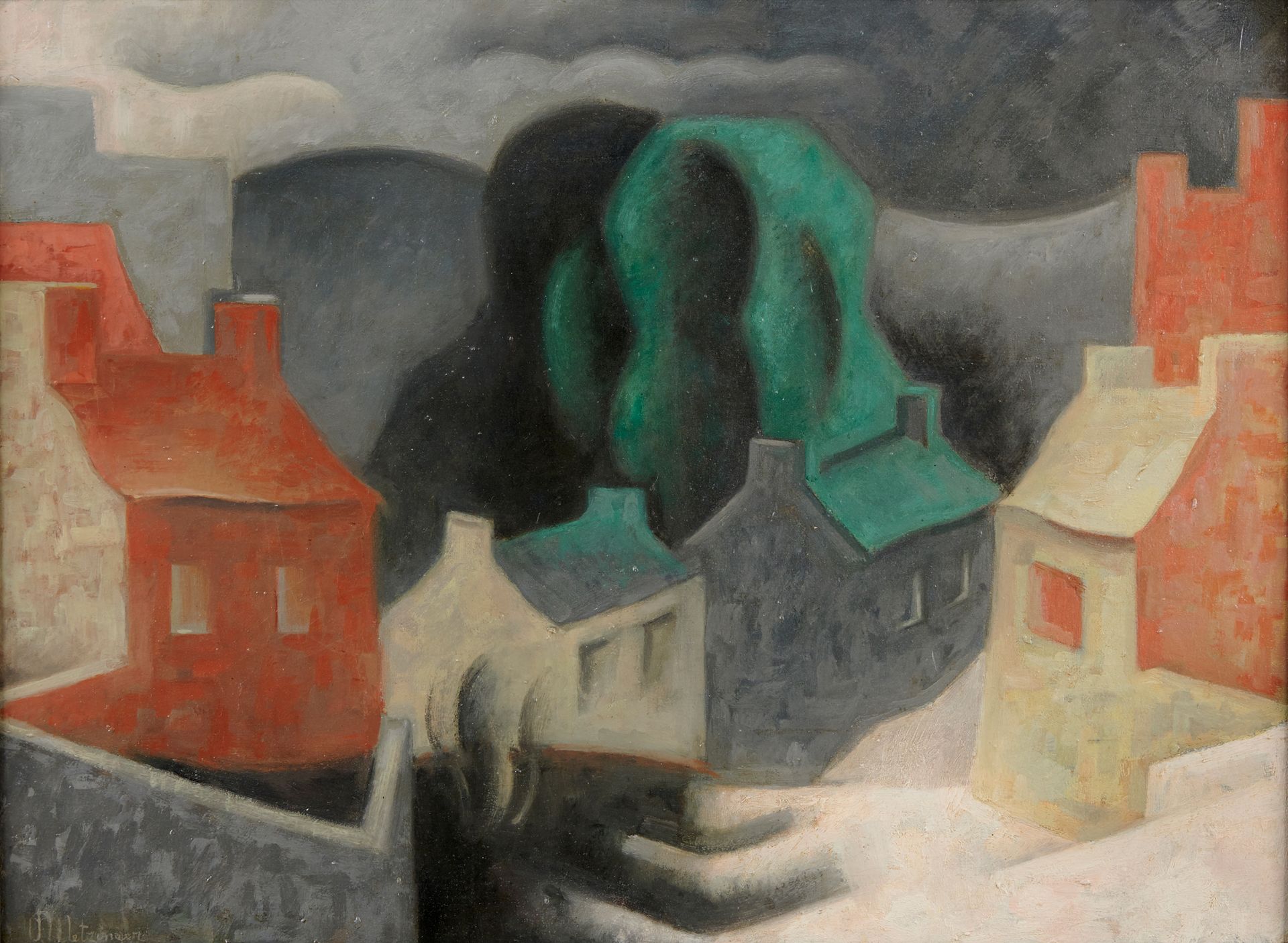 Null 让-梅津格1883-1956

暴风雨下的村庄，约1920年

布面油画，左下角有签名

54 x 72,8



出处 :

苏珊娜-梅辛格夫人收藏&hellip;