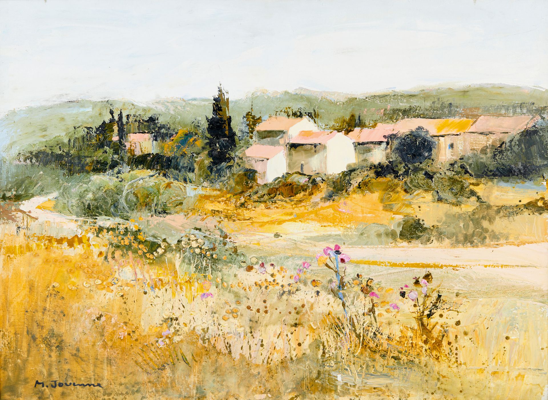 Null 米歇尔-朱安纳，生于1933年

盛开的普罗旺斯

布面油画，左下角有签名

73 x 100