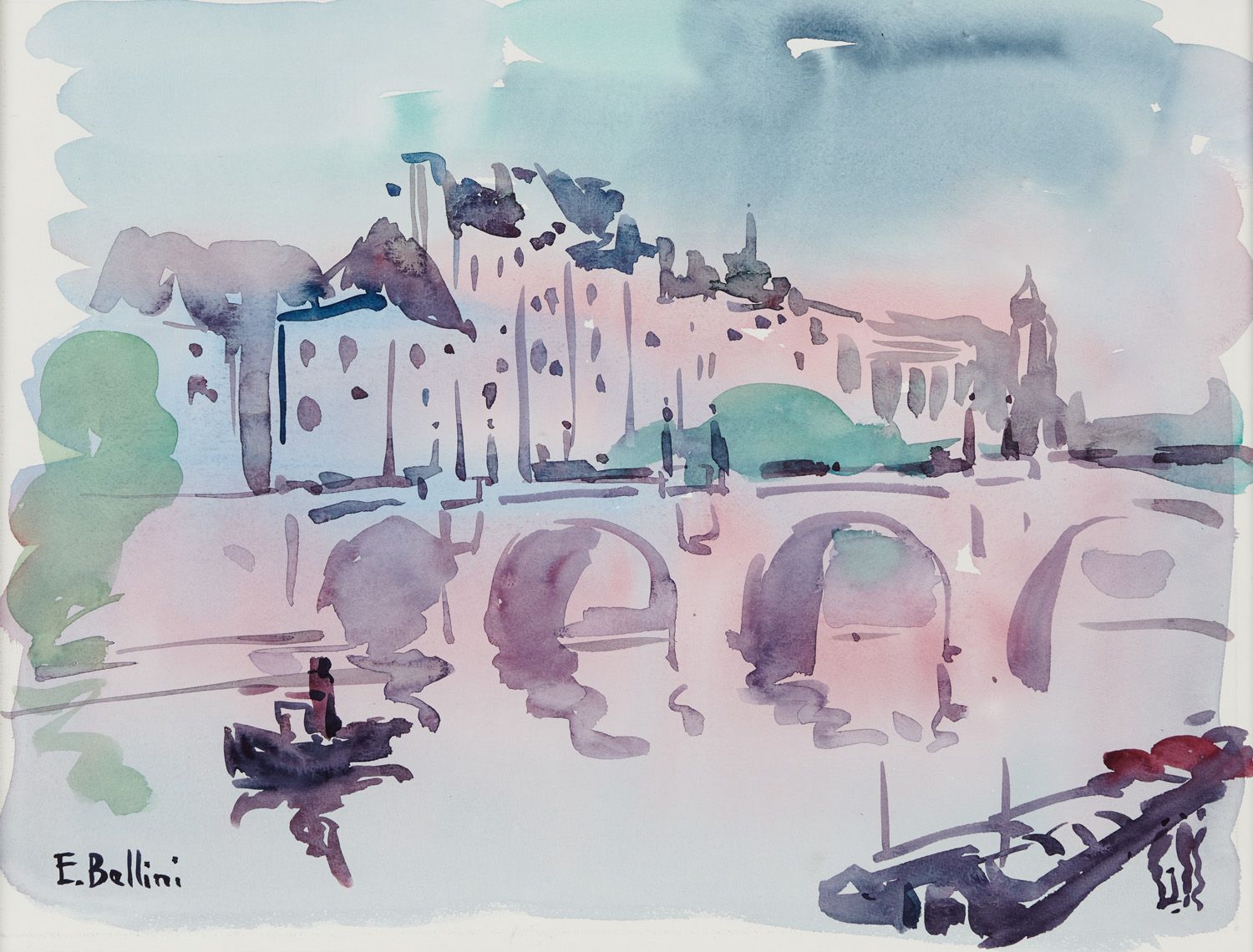 Null Emmanuel BELLINI 1904-1989

巴黎，新桥

左下角有签名的水彩画

视力：25 x 33,5