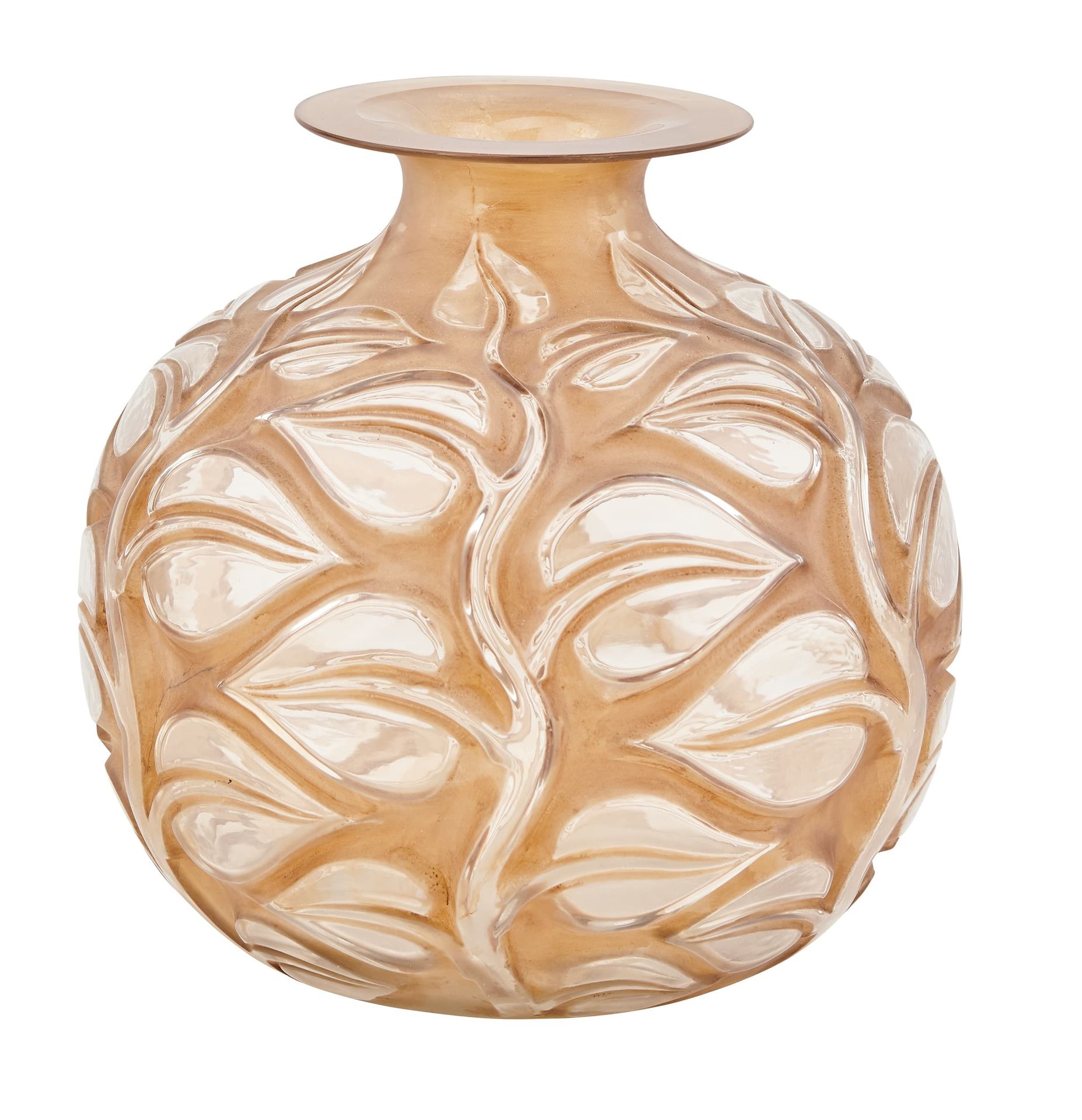 Null R. LALIQUE 1860-1945
Vase SOFORA
en verre gris patiné, col légèrement rodé,&hellip;