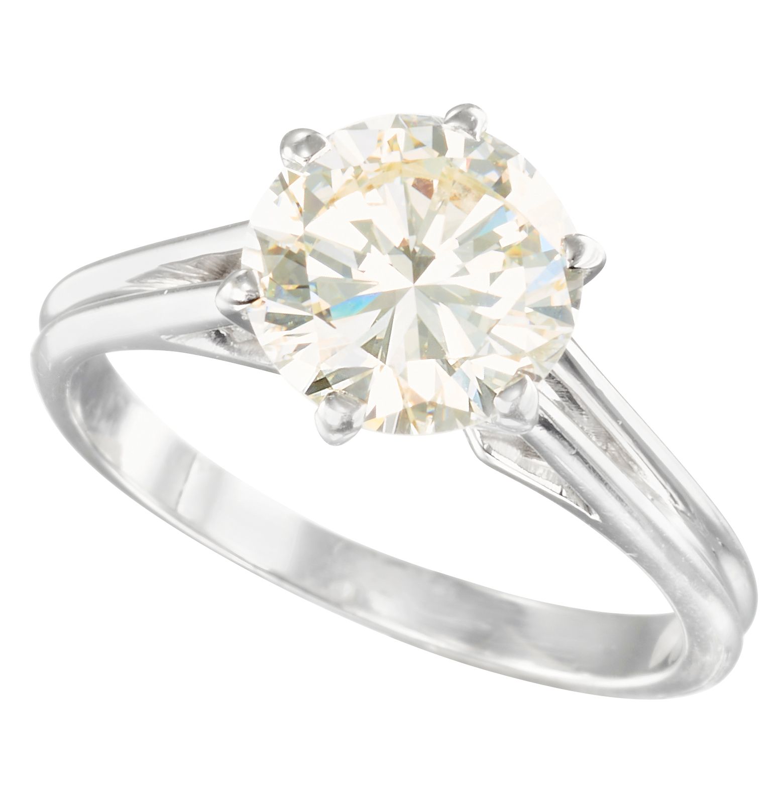 Solitaire en or blanc retenant un diamant taille brillant pesant 2,13 carats de &hellip;