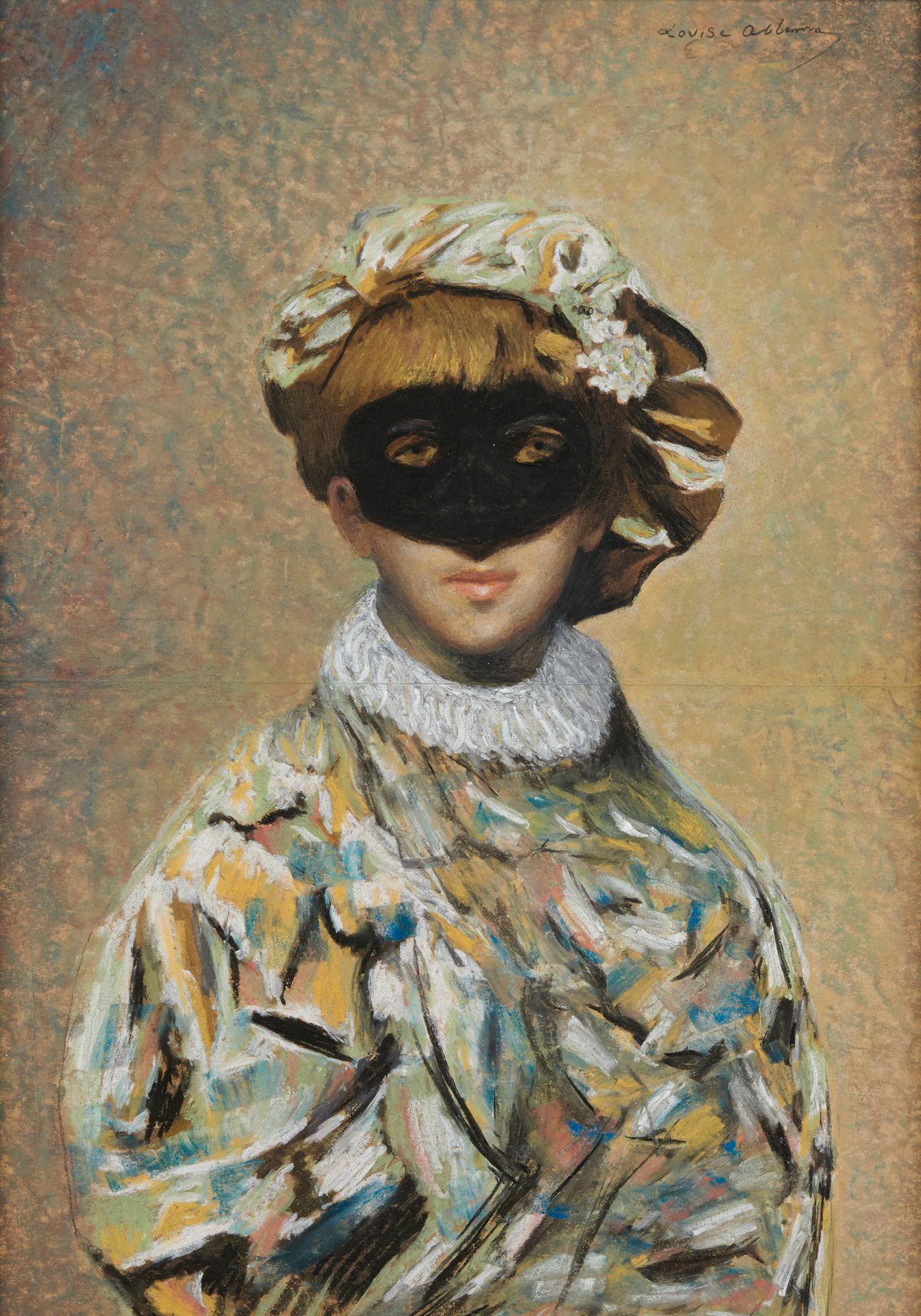 Louise ABBÉMA 1858-1927 萨拉-伯恩哈特的假定肖像 

纸上粉彩画，右上方有签名
46 x 33 厘米
(中间折叠）