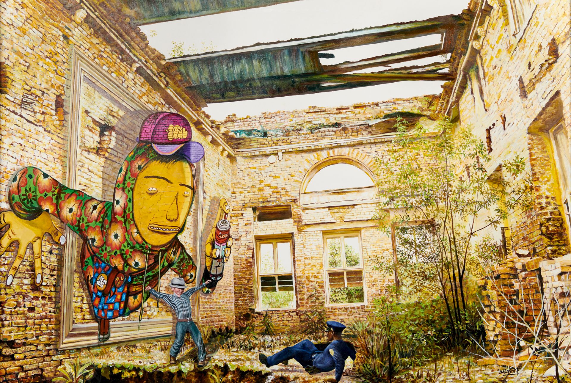 GULLY, né en 1977 GULLY AND OS GEMEOS CONFRONTS POLICE IN AN ABANDONED PLACE 1, &hellip;