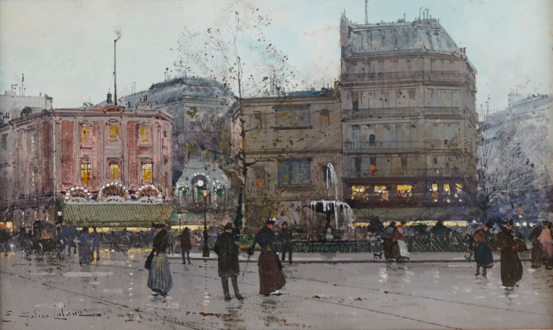 Eugène GALIEN-LALOUE 1854-1941 place pigalle at dusk
水彩画，左下方有签名
尺寸：18.5 x 30.5 厘&hellip;