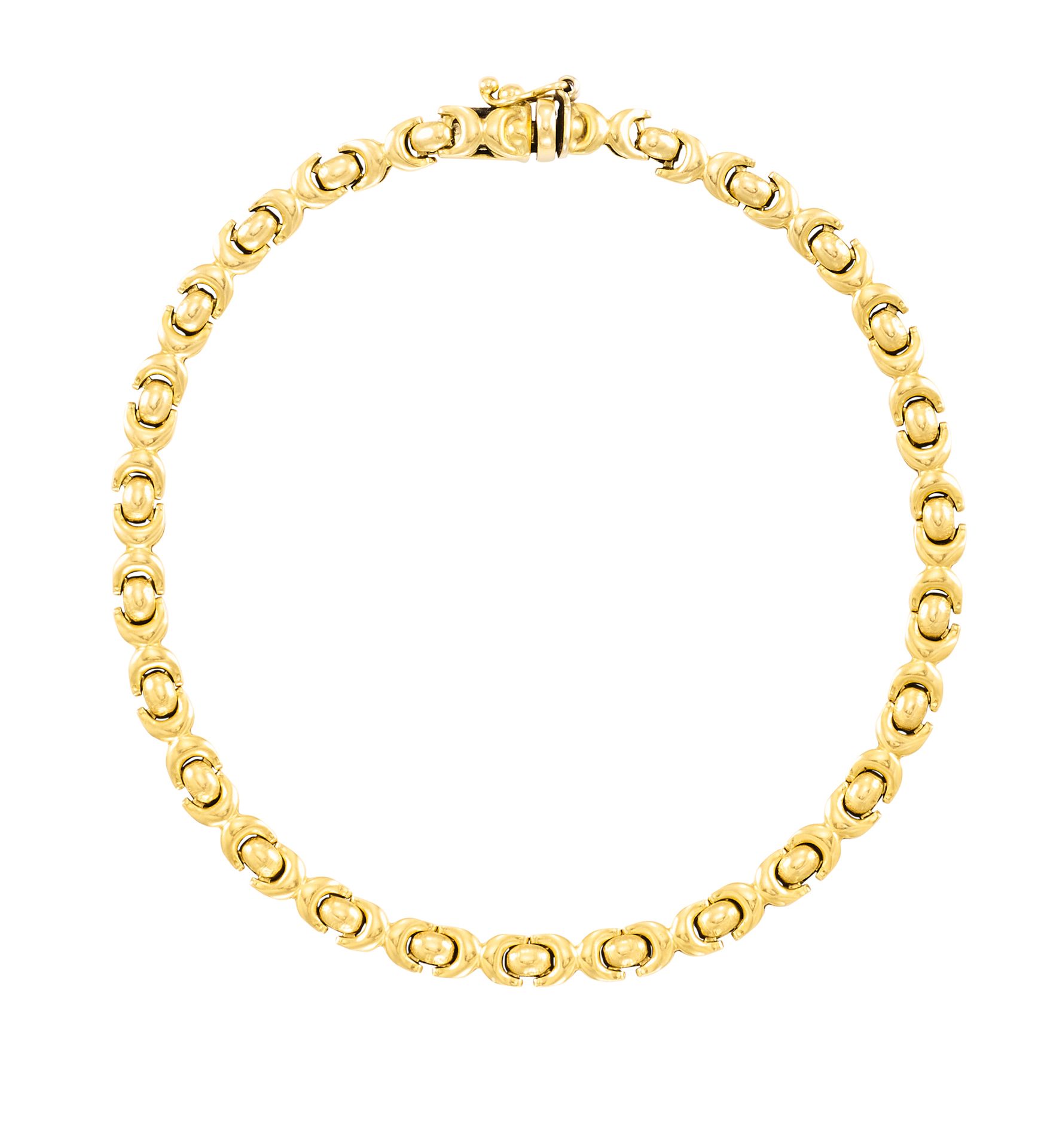 Bracelet en or jaune
L : 20 cm
Pb : 8,90 g (18K-750/1000)