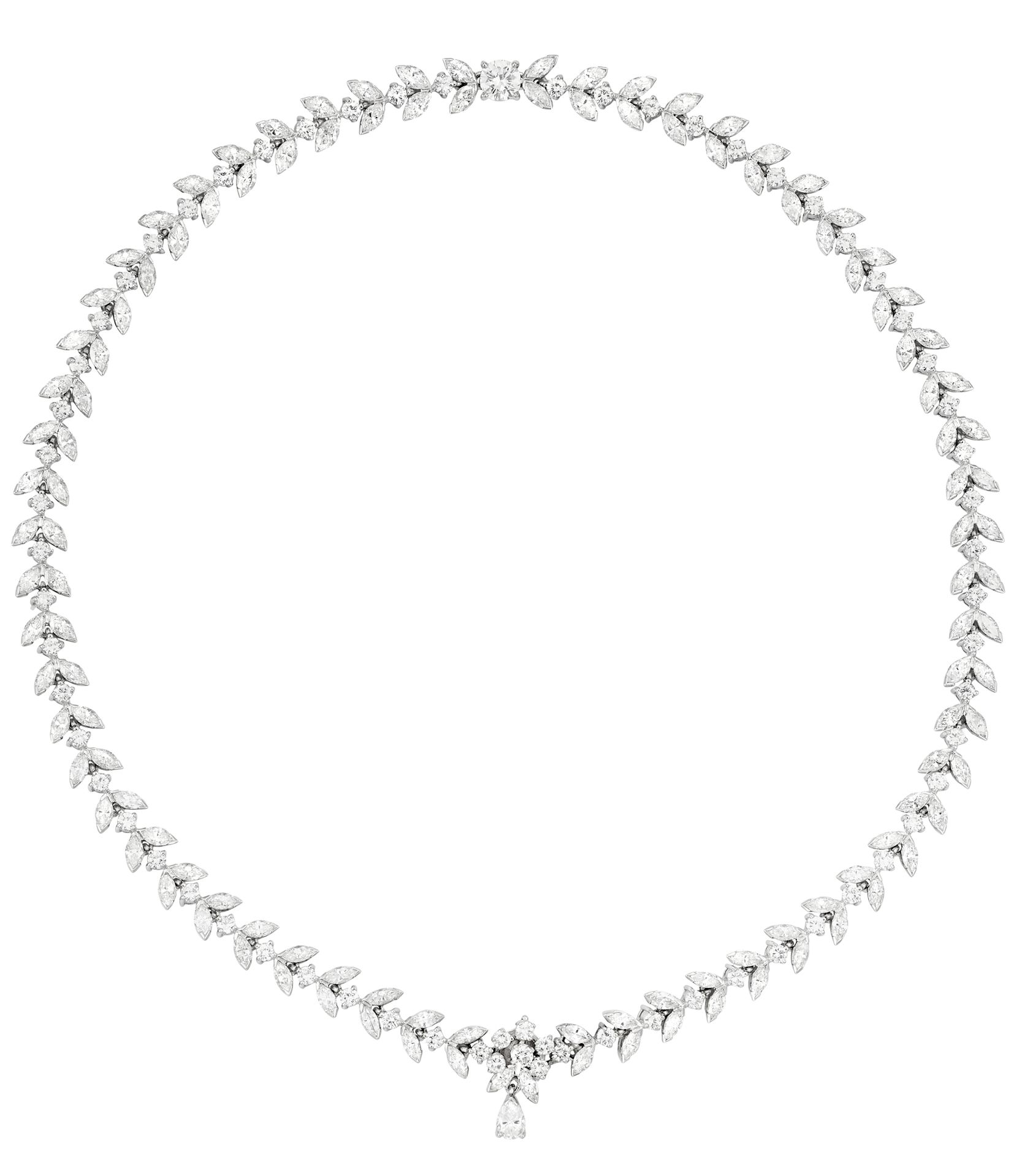 Élégant collier joaillerie in platinum, fully articulated and set with marquise,&hellip;