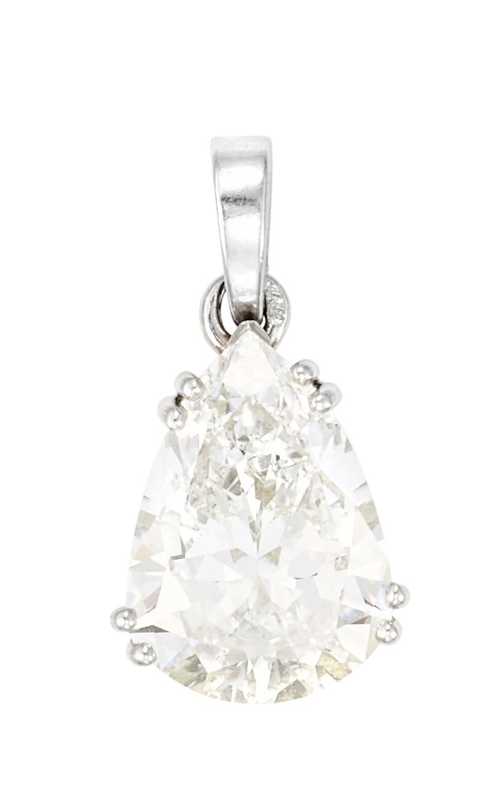 Pendentif en or blanc retenant un diamant poire pesant 3,36 carats de couleur D &hellip;