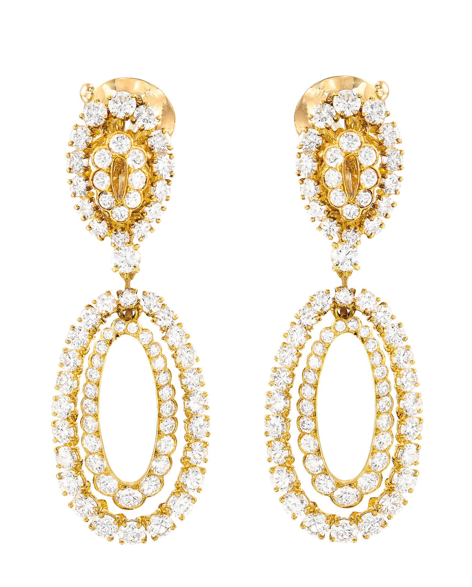VAN CLEEF & ARPELS Superb hinged earrings with two detachable parts, set in yell&hellip;