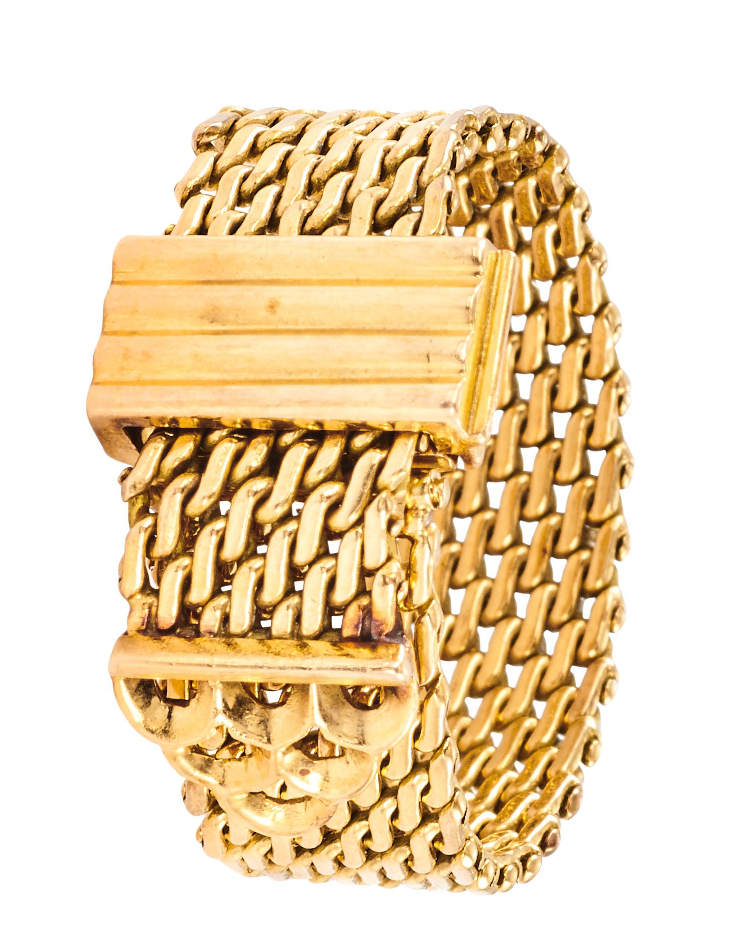 Bague ceinture maille souple articulée en or jaune avec boucle à pivot godronnée&hellip;