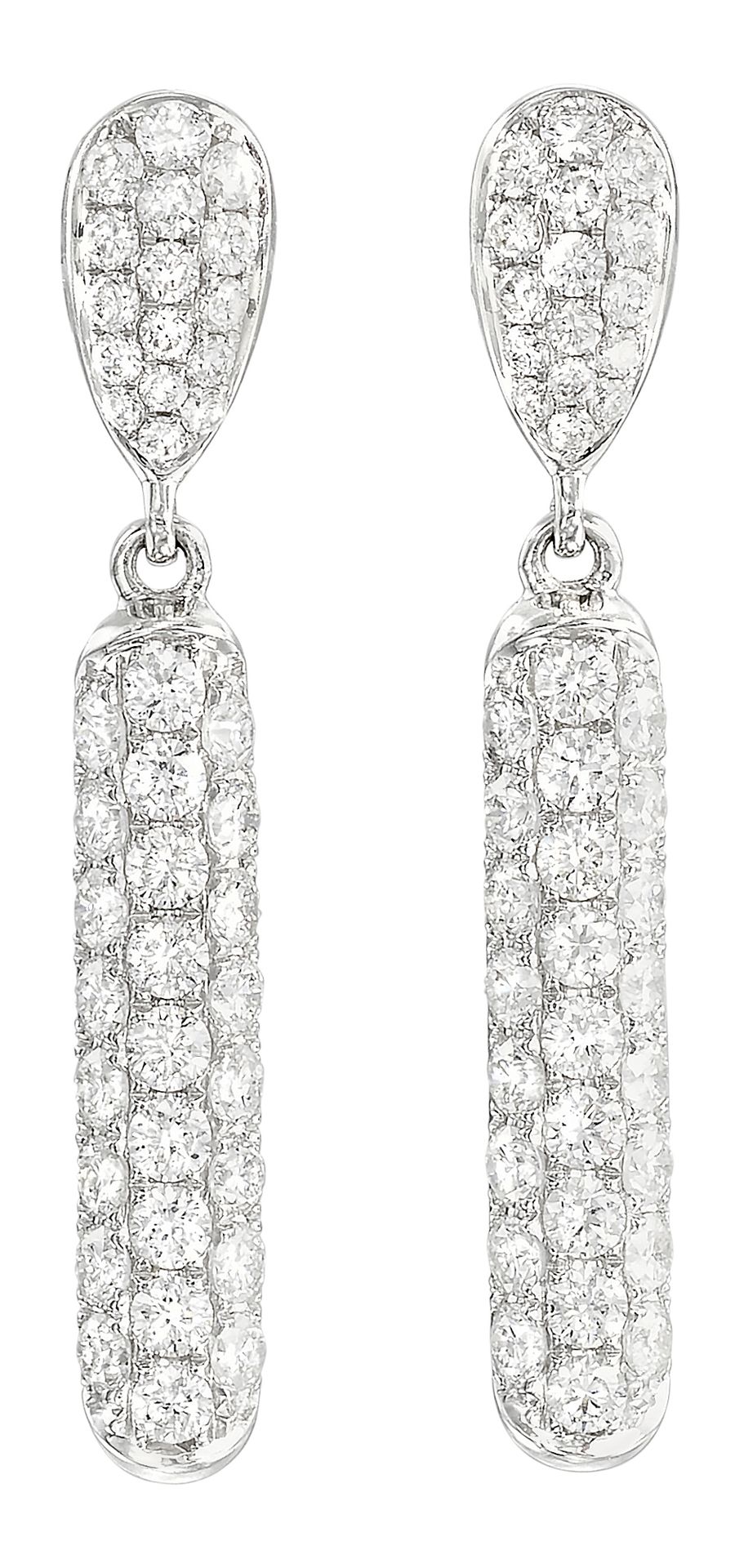 Pendants d'oreilles articulés en or blanc pavés de diamants taille brillant pour&hellip;