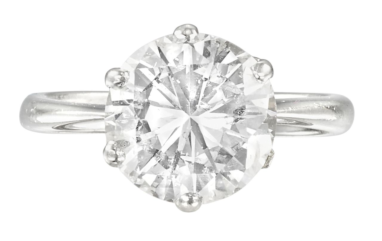 Solitaire en platine serti d'un diamant taille brillant pesant env. 2,80 carats &hellip;