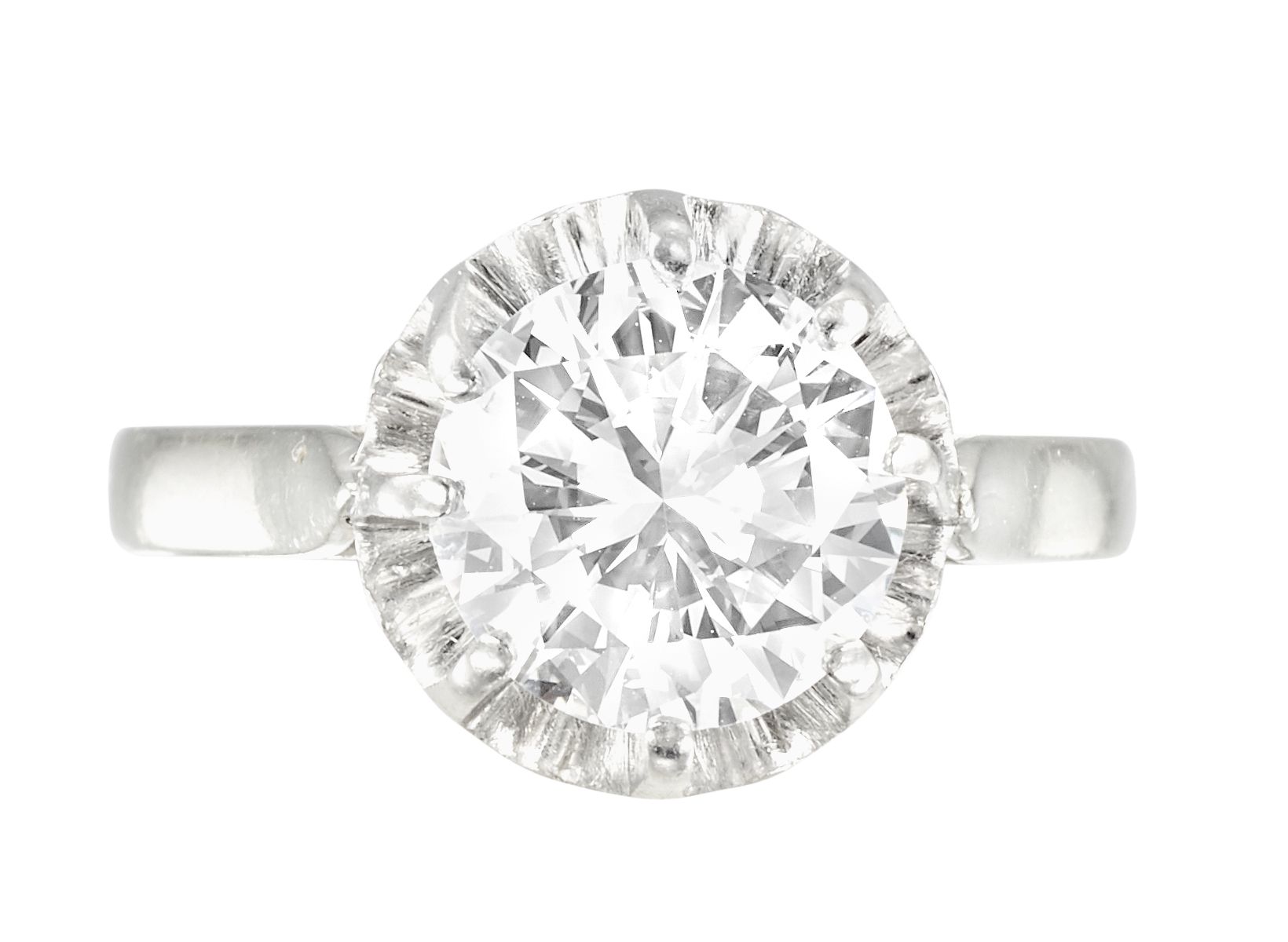 Solitaire en platine et or retenant un diamant taille brillant pesant 1,94 carat&hellip;