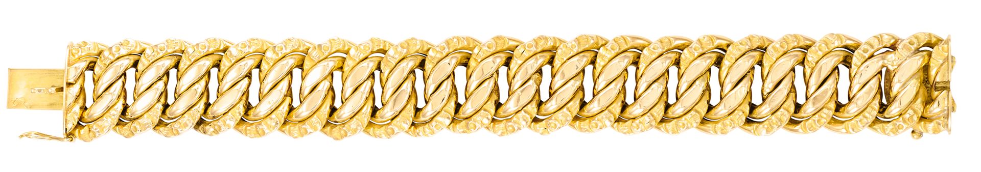 Bracelet in oro giallo all'americana (TU)
L: 15,7 cm - L: 2 cm 
Peso: 36,30 g (1&hellip;
