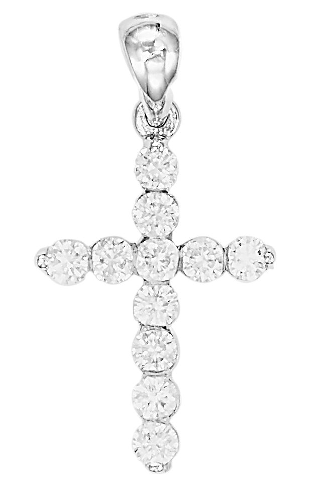 Pendentif croix en or blanc serti d'env. 0,70 carat de diamants taille brillant
&hellip;