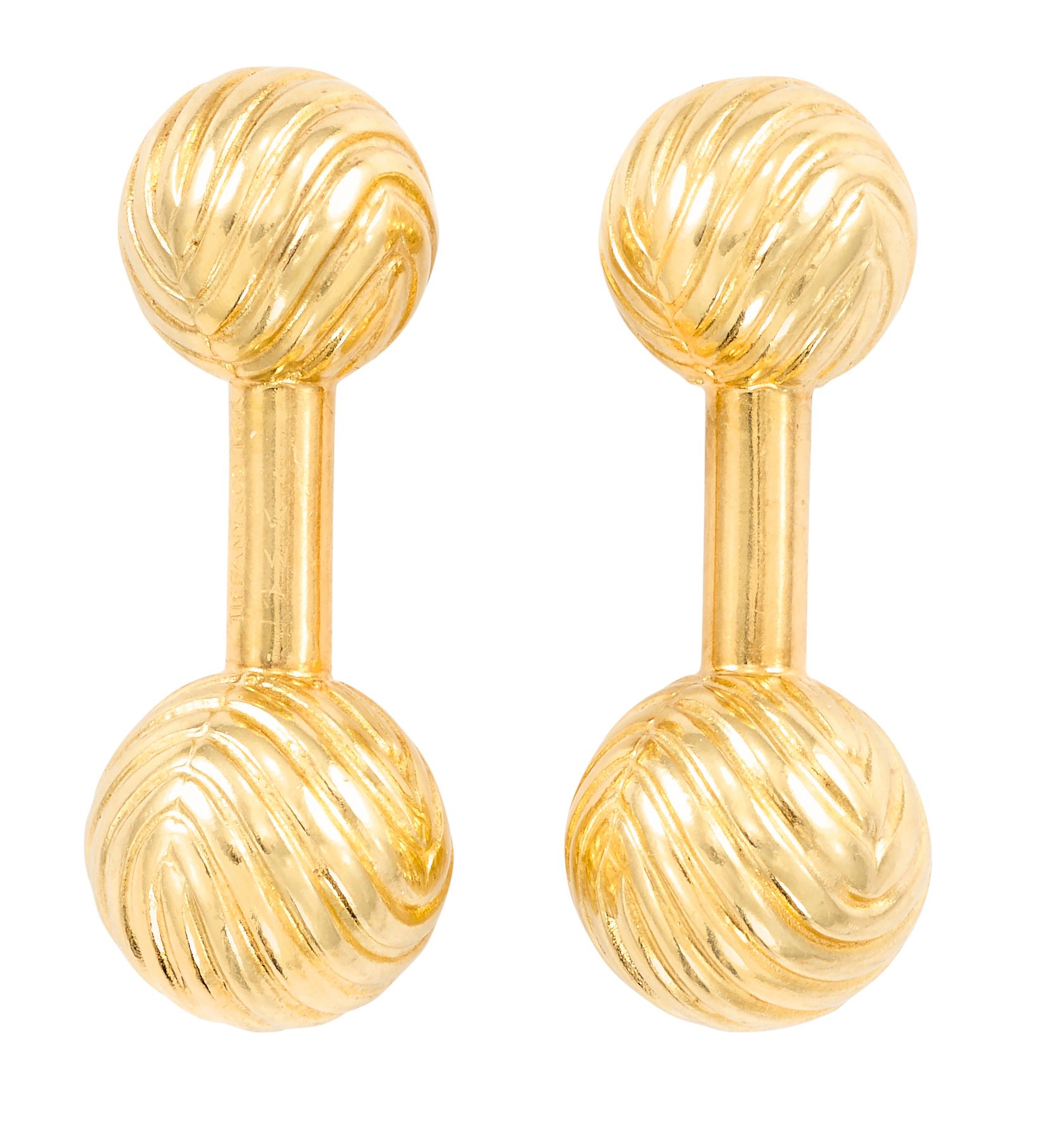 TIFFANY & CO Pair of 14K yellow gold cufflinks with gadrooned ball design
Signed&hellip;