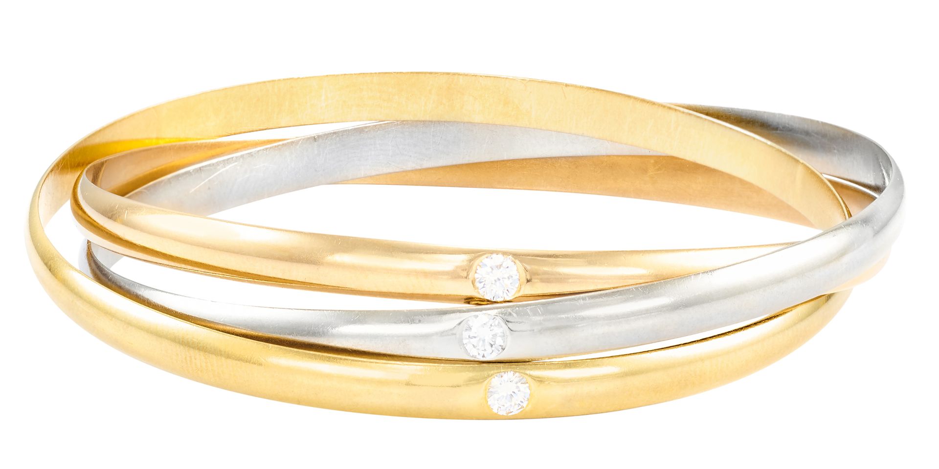 Bracelet 3 ors concentrique, chacun incrusté d'un diamant taille brillant d'env.&hellip;